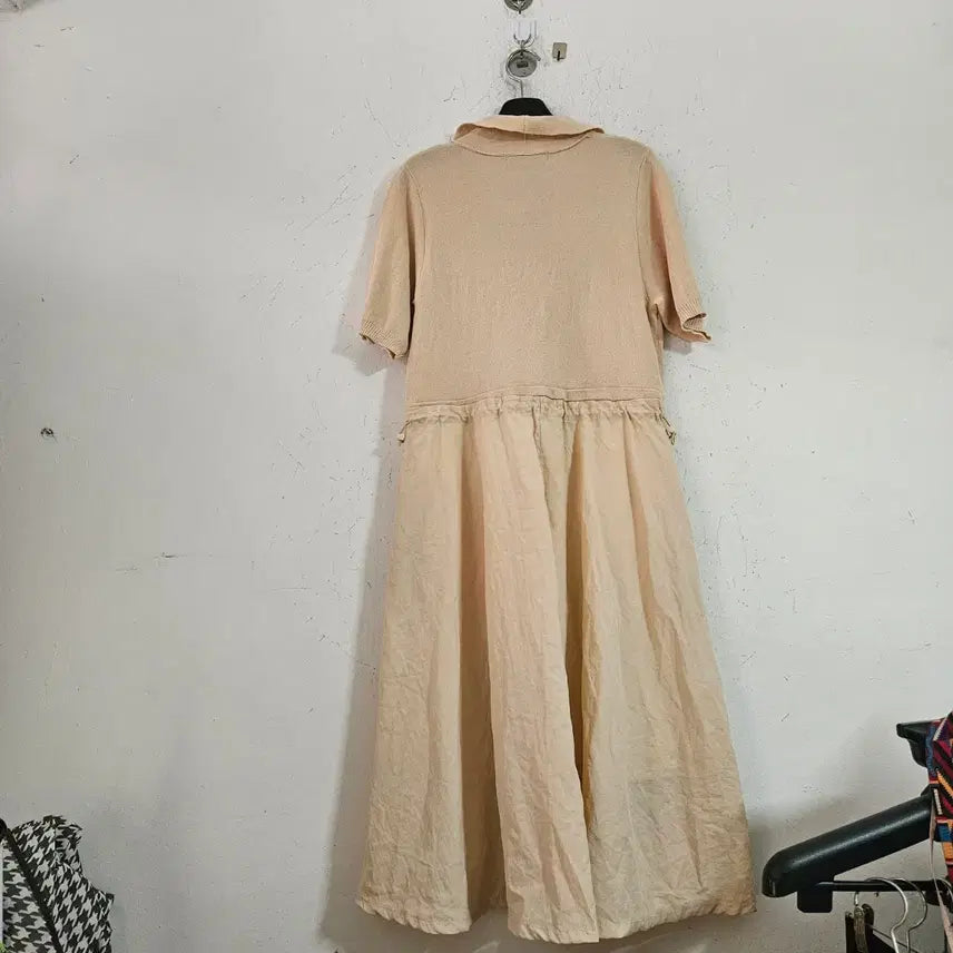 [BUNJANG] BREAL Short-Sleeve Long Dress Beige / BREAL 반팔 롱 원피스 베이지