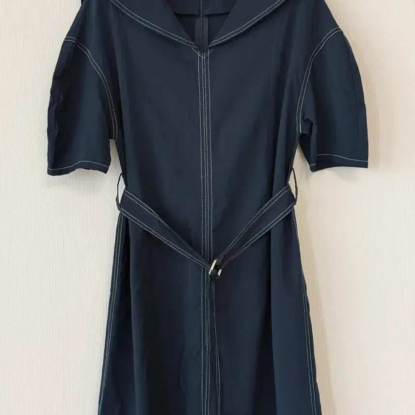 [BUNJANG] Navy Stitch Short-Sleeve Dress / 새제품  반팔 스티치 네이비 원피스