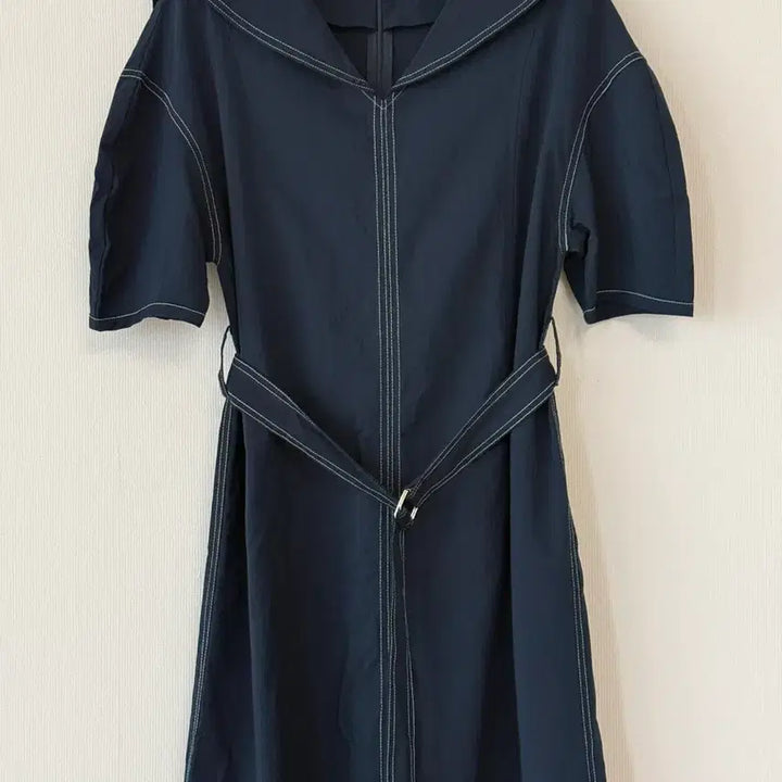 [BUNJANG] Navy Stitch Short-Sleeve Dress / 새제품  반팔 스티치 네이비 원피스