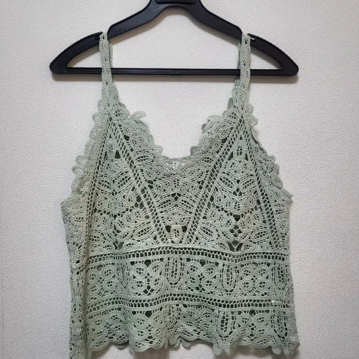 [BUNJANG] Lace Crochet Sleeveless Top Mint / 51305/레이스 크로셰 민소매 탑 민트/별하