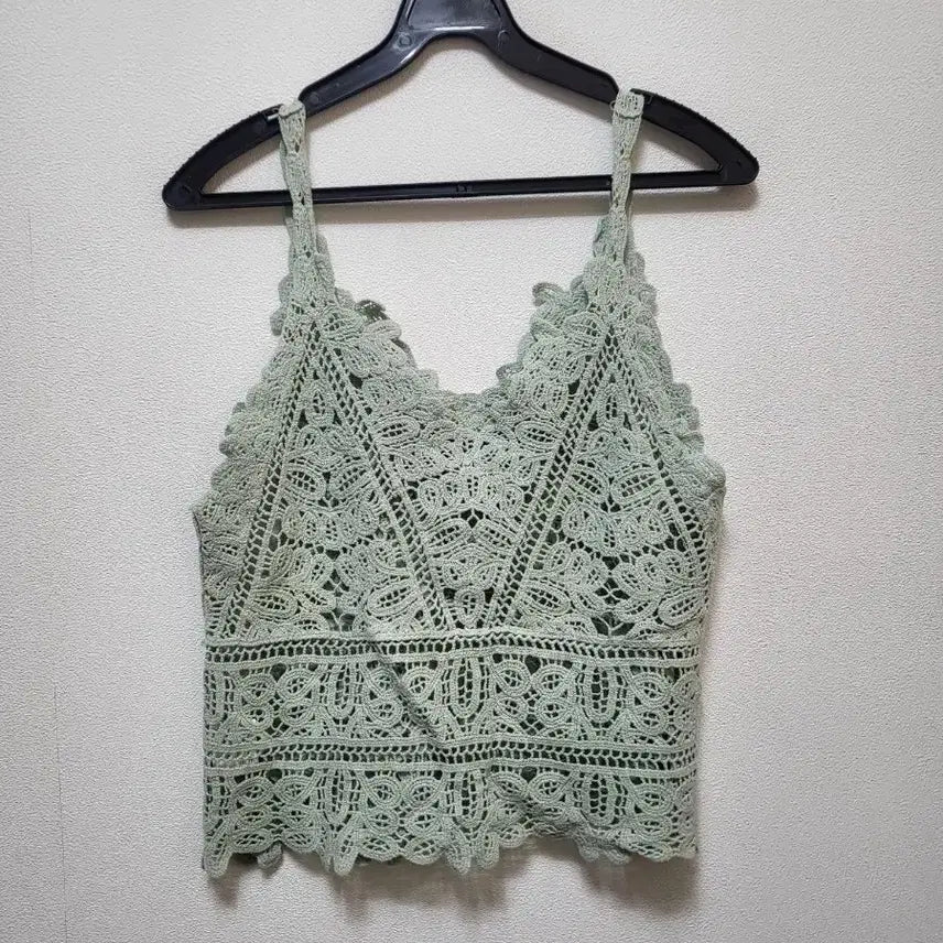 [BUNJANG] Lace Crochet Sleeveless Top Mint / 51305/레이스 크로셰 민소매 탑 민트/별하