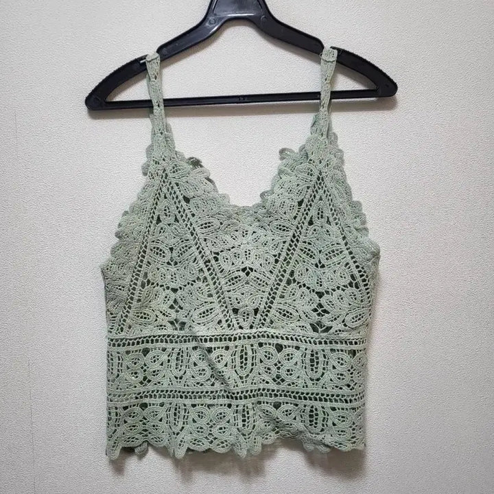 [BUNJANG] Lace Crochet Sleeveless Top Mint / 51305/레이스 크로셰 민소매 탑 민트/별하