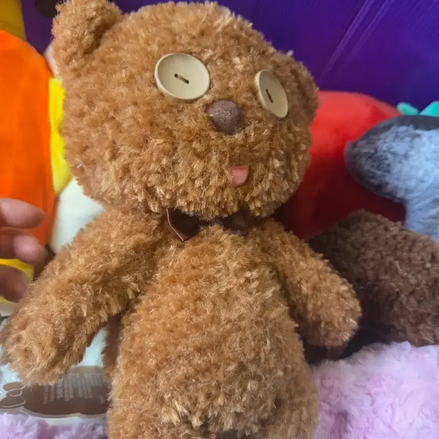 [BUNJANG] Brown Button-Eye Teddy Bear Plush Toy / 단추 눈 브라운 곰돌이 인형(새제품)