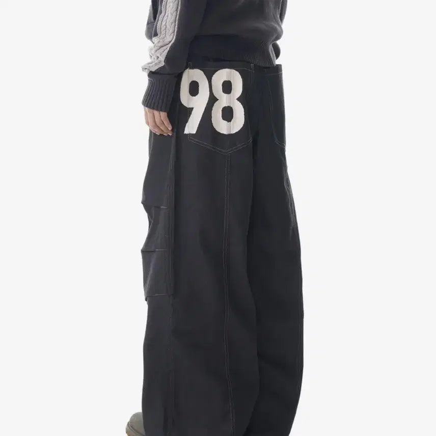 [BUNJANG] 98 Printed Knee Pin-tuck Denim Pants / 98 Printed Knee Pin-tuck Denim 바지