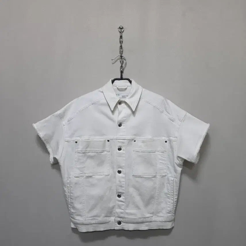 [BUNJANG] IRO White Denim Short-Sleeve Jacket / IRO 화이트 데님 반팔 자켓