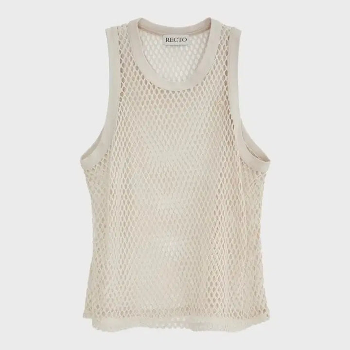 [BUNJANG] Recto Honeycomb Knit Sleeveless Top Beige / 렉토 허니콤 니트탑 슬리브리스 베이지