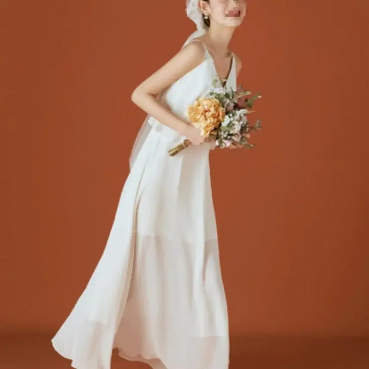 [BUNJANG] Plus Size Sleeveless Chiffon Self-Wedding Dress / 빅사이즈 민소매 셀프웨딩드레스