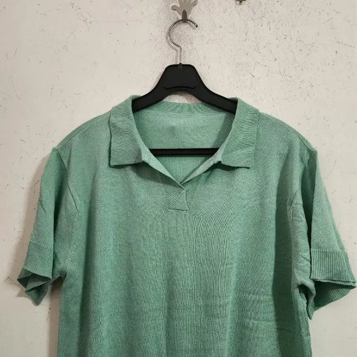 [BUNJANG] Mint Short Sleeve Collar Knit / 민트색 반팔 카라 니트