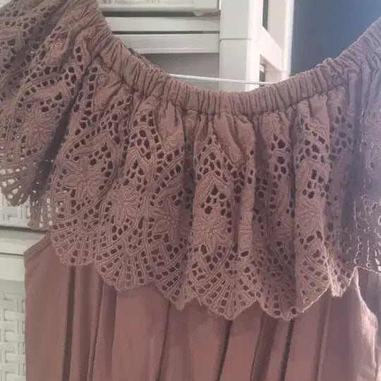 [BUNJANG] Crochet Cape Off-Shoulder Long Dress / 크로쉐케이프오프숄더롱원피스