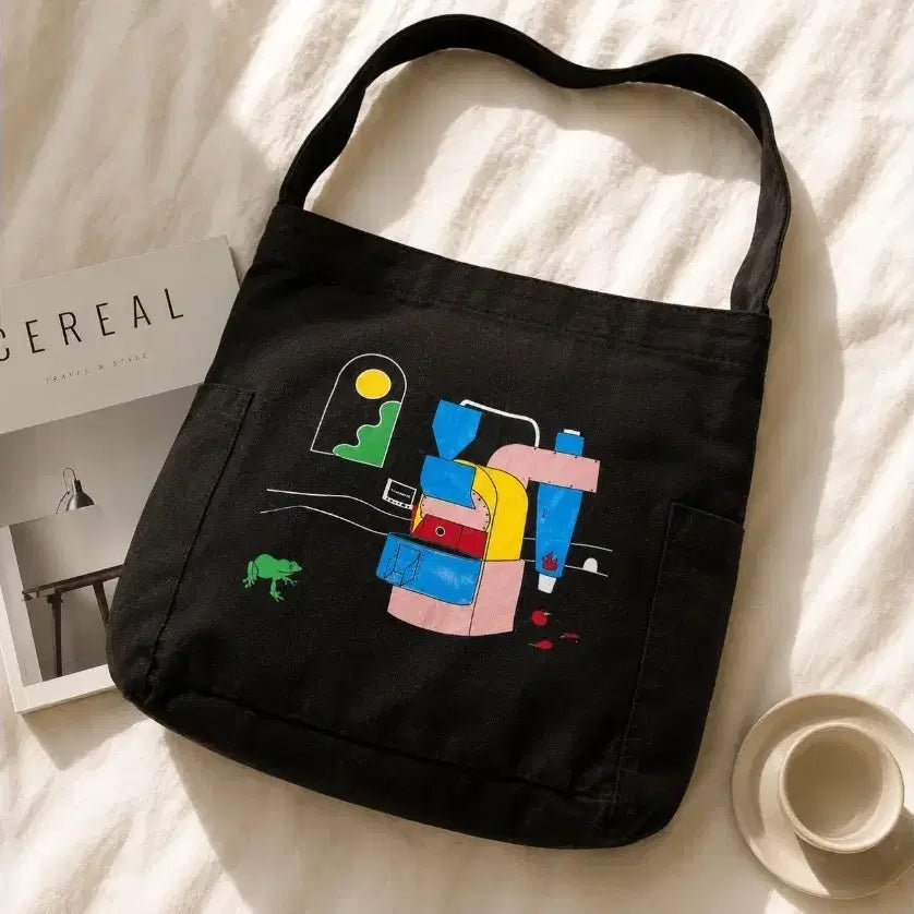 [BUNJANG] Sydney Stitch Coffee Eco Bag / 시드니 스티치 커피 에코백