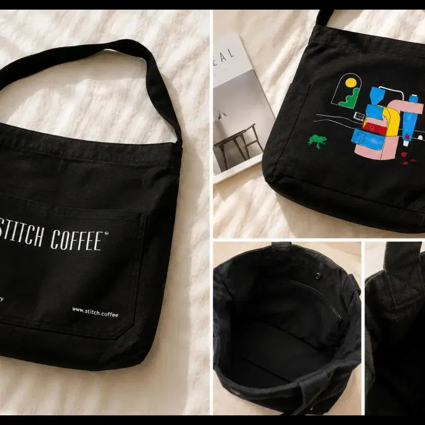 [BUNJANG] Sydney Stitch Coffee Eco Bag / 시드니 스티치 커피 에코백