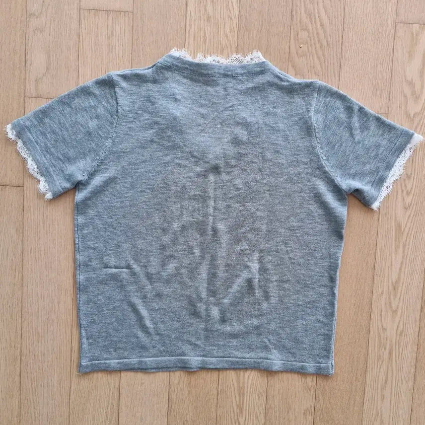 [BUNJANG] Lace Short Sleeve T-Shirt Gray / *새상품* 레이스 반팔 티셔츠 그레이
