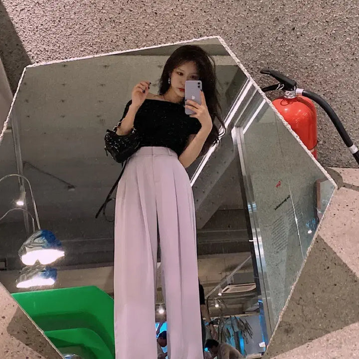 [BUNJANG] Lavender Wide Slacks Set / 라벤더 와이드 슬랙스 세트