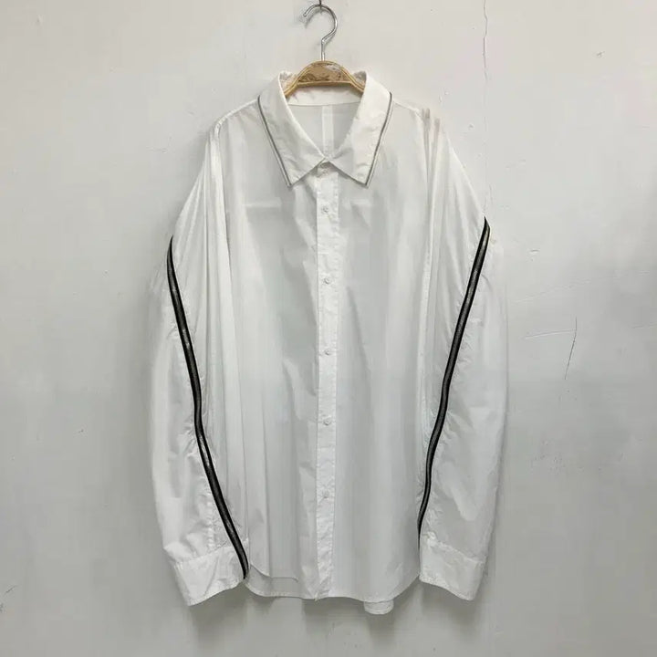 [BUNJANG] SYSTEM White Zipper Detail Shirt / 시스템 화이트 지퍼 포인트 셔츠