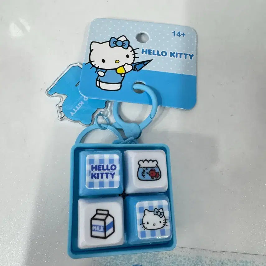 [BUNJANG] Hello Kitty 4-Keycap Keyring Blue / 헬로키티 4구 키캡키링 블루 새상품