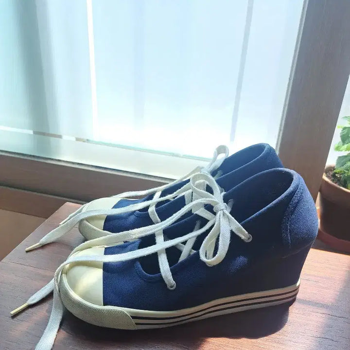 [BUNJANG] Canvas Ballet Flats with 7.5cm Heel / 굽높이 신발 240