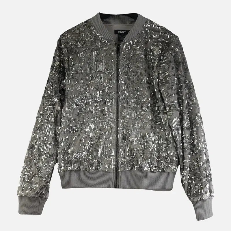 [BUNJANG] DKNY Sequin Jacket / DKNY 실버 여자 스팽글 자켓 S M9572