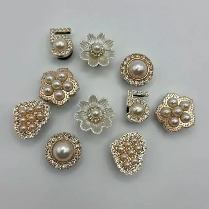 [BUNJANG] New Pearl Number 5 Jibbitz (10 pcs) / 새상품 신꾸 진주 넘버5 지비츠 10개
