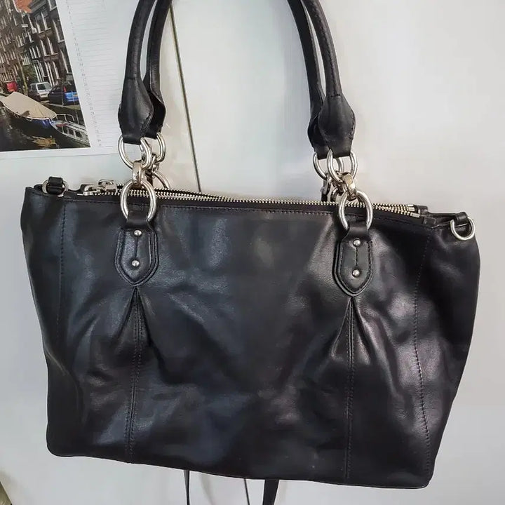 [BUNJANG] Coach Black Leather Tote Bag Shoulder Bag / 코치 블랙 가죽 토트백 숄더백