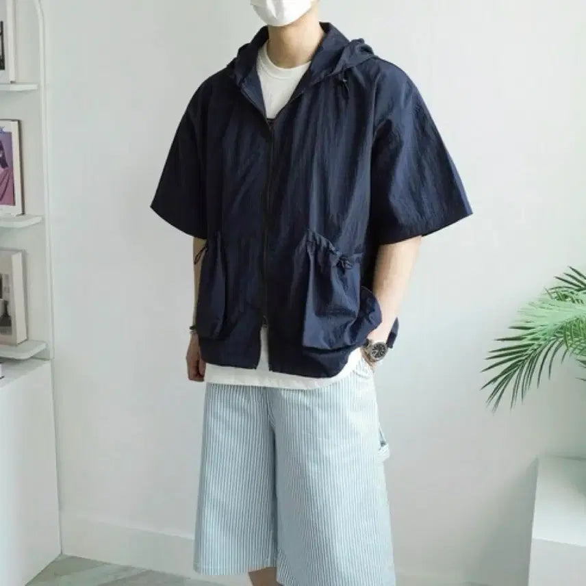 [BUNJANG] Unisex Rain Nylon Wind Hooded Jacket / 남녀공용 장마 레인 나일론 윈드 후드 자켓