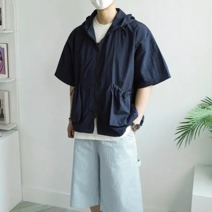 [BUNJANG] Unisex Rain Nylon Wind Hooded Jacket / 남녀공용 장마 레인 나일론 윈드 후드 자켓