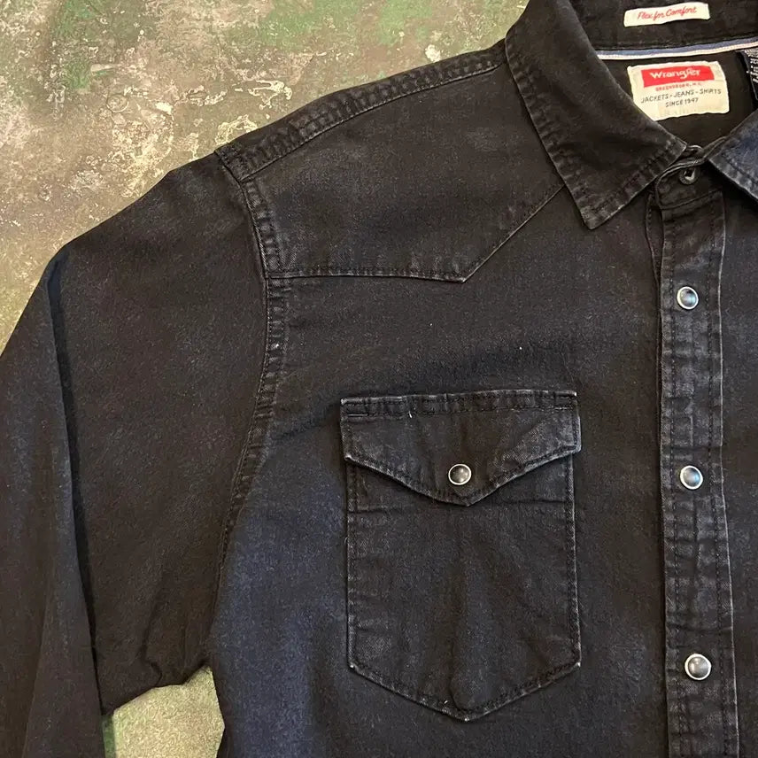 [SOLD OUT] [L] Wrangler 블랙 웨스턴 스냅버튼 랭글러 셔츠