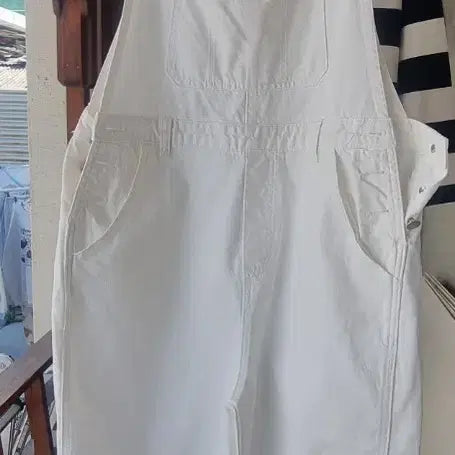 [BUNJANG] White Overalls / 흰색 멜방바지