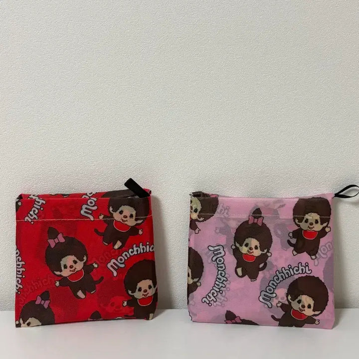 [BUNJANG] Monchhichi Shopping Bag (Pink/Red) / (새상품) 몬치치 장바구니 핑크/레드