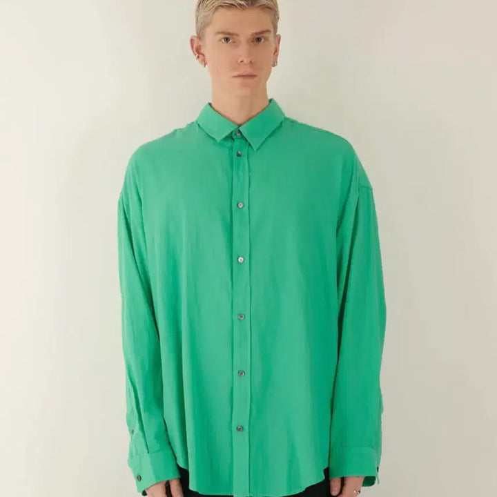 [BUNJANG] Acne Studios Turquoise Green Oversized Shirt / ACNE STUDIOS 터쿼이즈 그린 오버사이즈 셔츠