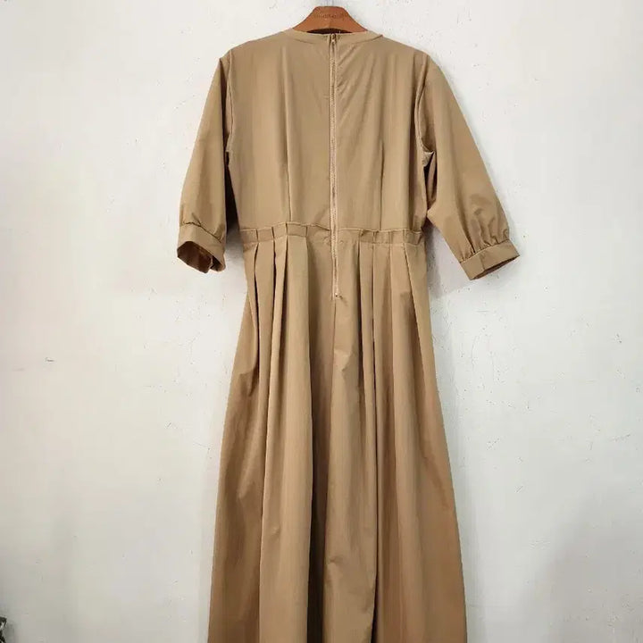 [BUNJANG] Waist String Long Dress Beige / 바스락베이지 롱 원피스 허리 스트링
