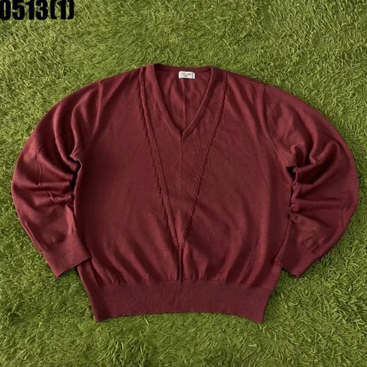 [BUNJANG] Celine V-Neck Knit Burgundy / 셀린느 브이넥 니트 버건디 빵꾸
