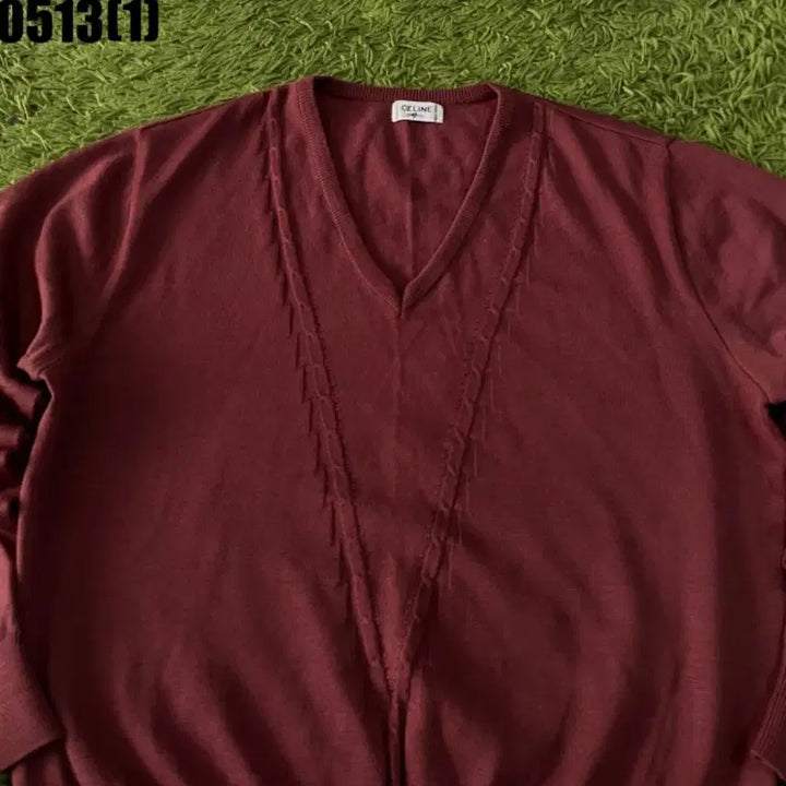 [BUNJANG] Celine V-Neck Knit Burgundy / 셀린느 브이넥 니트 버건디 빵꾸
