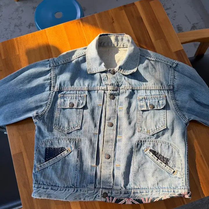 [BUNJANG] 60s-70s Borro Sashiko Denim Trucker Jacket / 60s~70s 보로 사시코 데님 트러커.