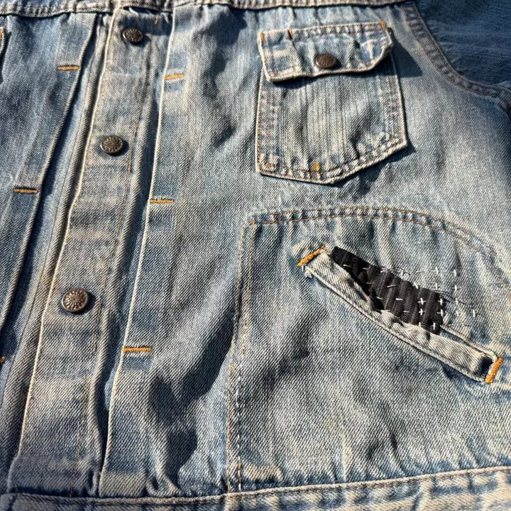 [BUNJANG] 60s-70s Borro Sashiko Denim Trucker Jacket / 60s~70s 보로 사시코 데님 트러커.