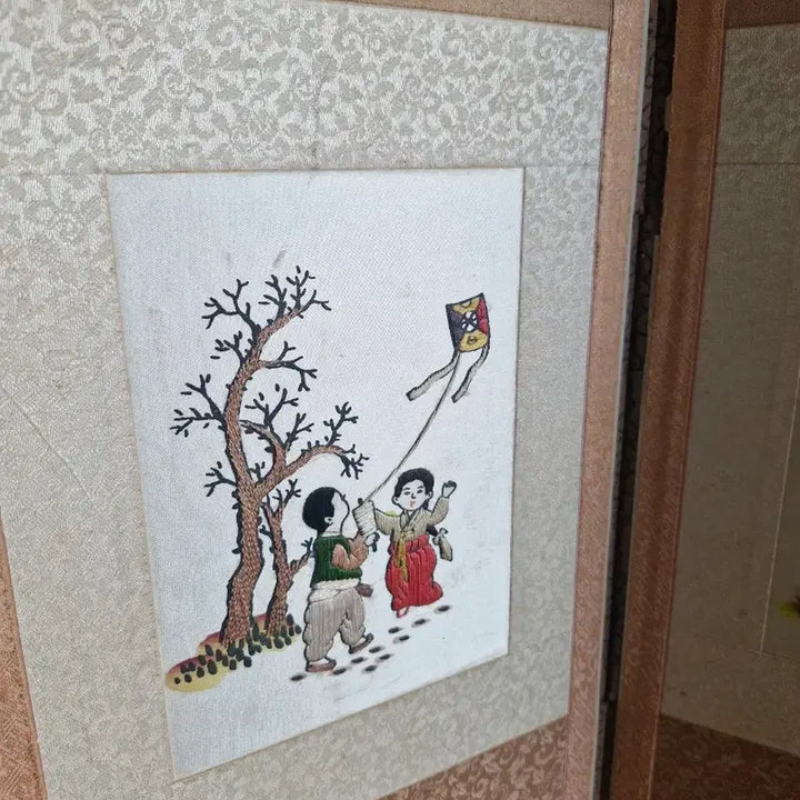 [BUNJANG] Antique Folk Painting 6-Panel Folding Screen / 옛날 손자수 미니  민속화 6폭 병풍 골동품