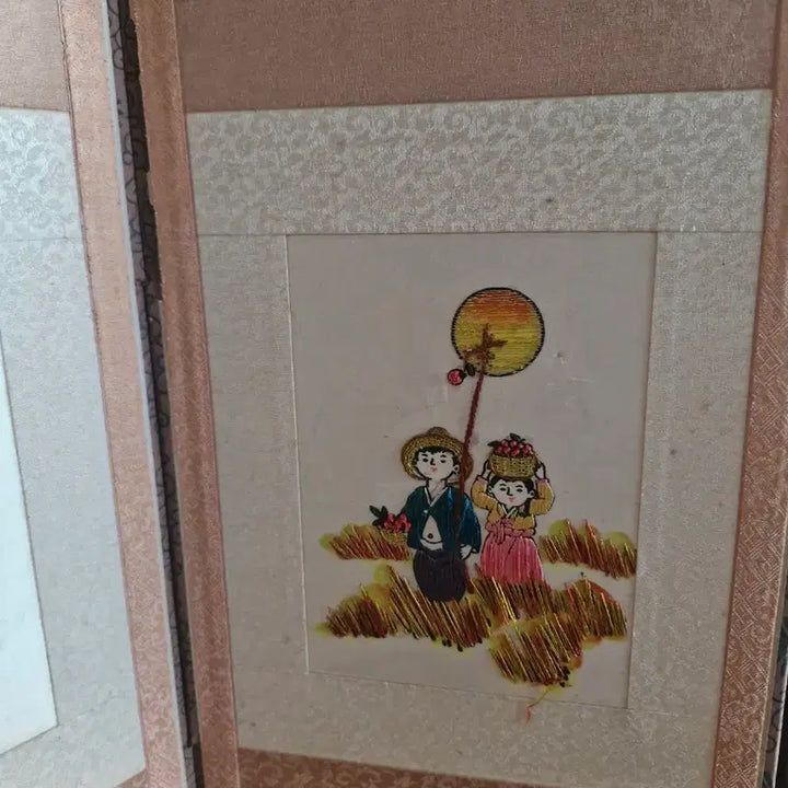 [BUNJANG] Antique Folk Painting 6-Panel Folding Screen / 옛날 손자수 미니  민속화 6폭 병풍 골동품