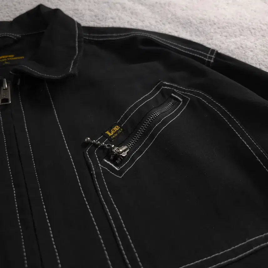 [BUNJANG] Lee Outer Stitch Leather Patch Trucker Jacket Black XL / Lee 아웃 스티치 가죽 패치 트러커 자켓 블랙 (XL)