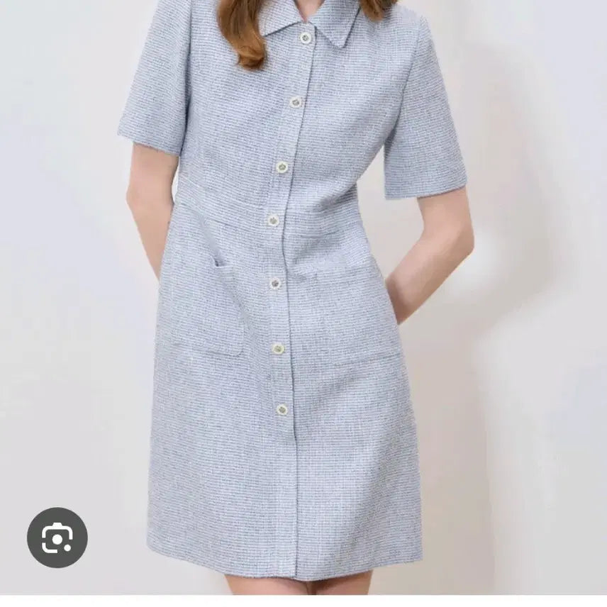 [BUNJANG] Tweed Short-Sleeve Collared Dress / OP232 트위드 반팔 카라 원피스