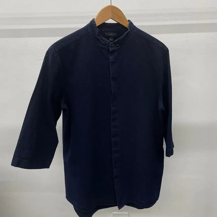[BUNJANG] COS No Collar Denim Shirt / 100)COS 코스 노카라 데님 서커 6부 셔츠