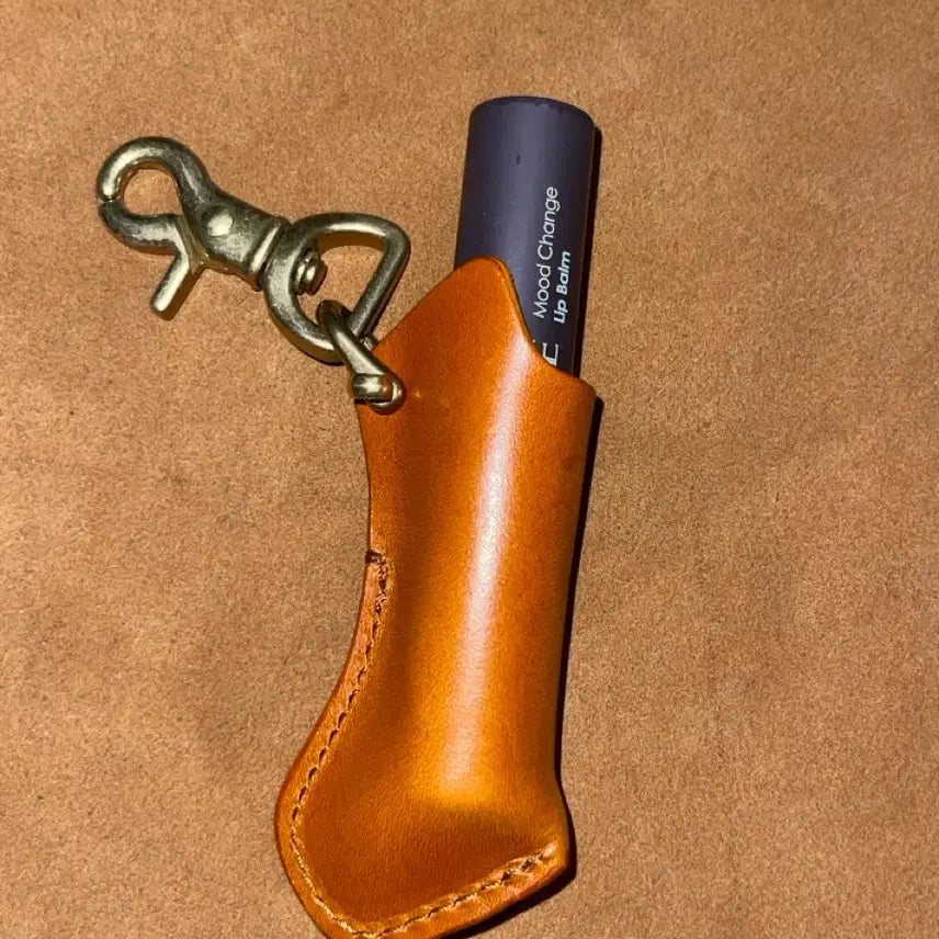 [BUNJANG] Aging Leather Lip Balm &amp; Lighter Keychain / 에이징 립밤 라이터 가죽 키링 선물용키링 rrl무드키링