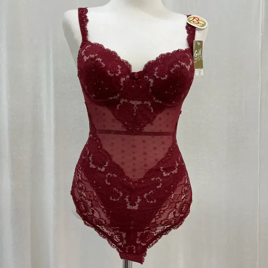 [BUNJANG] G&amp;V Lace Bodysuit Burgundy / G&amp;V 레이스 바디수트 버건디