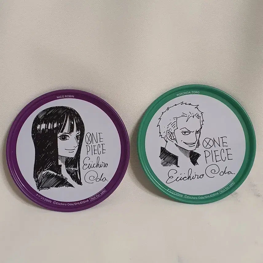 [BUNJANG] Shueisha Natsukomi Limited Edition One Piece Zoro &amp; Nico Robin Can Coaster Set / 원피스 조로 니코로빈 캔 코스터 2개 세트(슈에이샤 나츠코미 한정판)