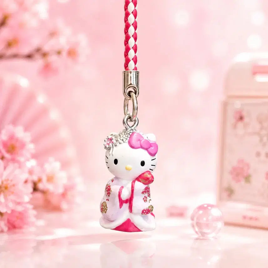 [BUNJANG] Vintage Hello Kitty Cherry Blossom Kimono Strap / 고전 헬로키티 벚꽃 기모노 스트랩