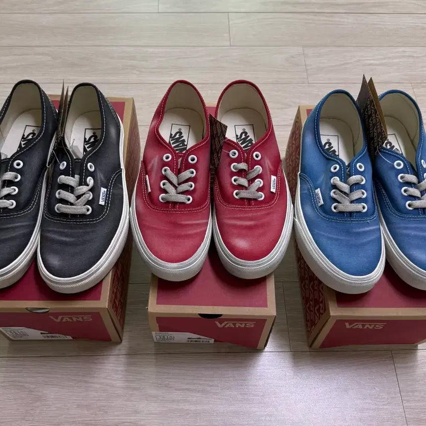 [BUNJANG] Vans Authentic Wave Washed Bundle Set (Black, Red, Blue) - Size 235 / 반스 어센틱 웨이브 워시드 3종 일괄 - 235 사이즈