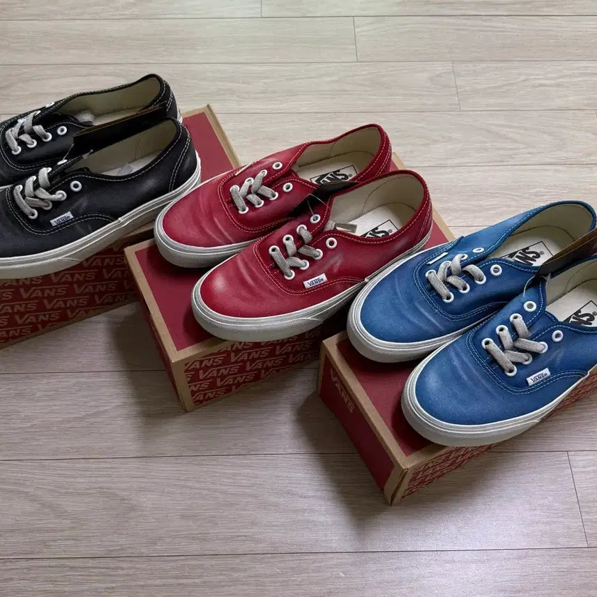 [BUNJANG] Vans Authentic Wave Washed Bundle Set (Black, Red, Blue) - Size 235 / 반스 어센틱 웨이브 워시드 3종 일괄 - 235 사이즈