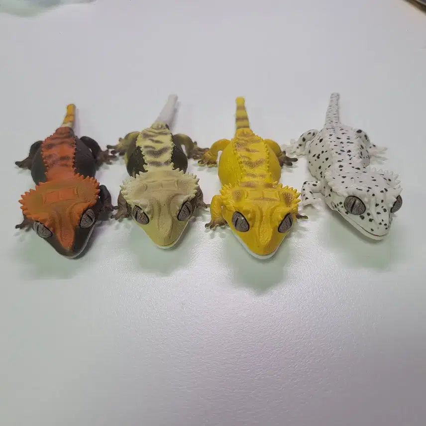 [BUNJANG] Crested Gecko &amp; Leopard Gecko Figure Set (4 Types) / [4종 세트] 일본 피규어 일괄 크레스티드 게코 도마뱀 레오파드 가챠
