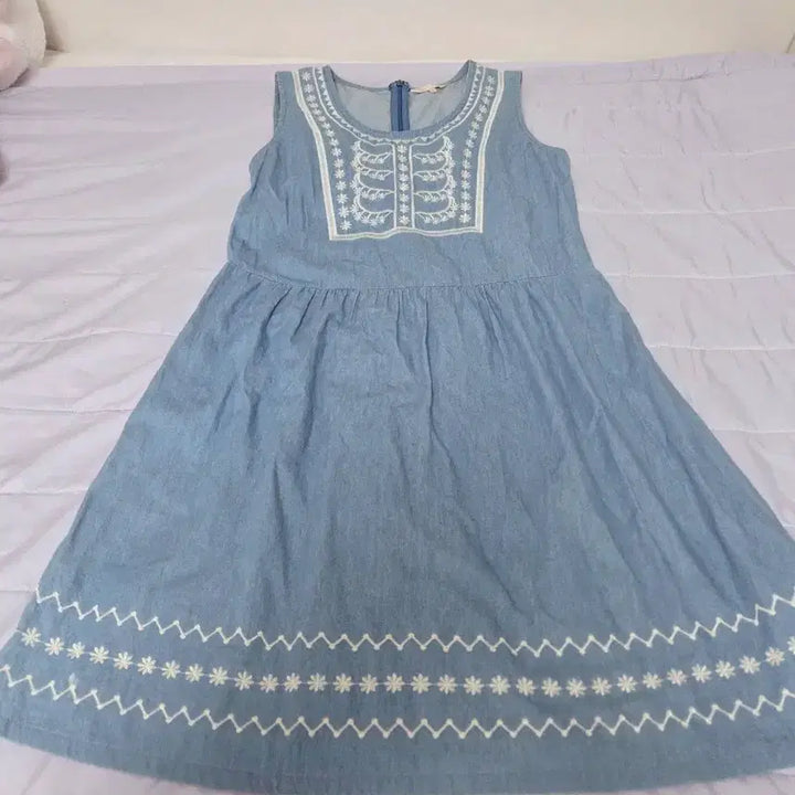 [BUNJANG] Vintage Embroidered Dress / 연청 자수 빈티지 원피스