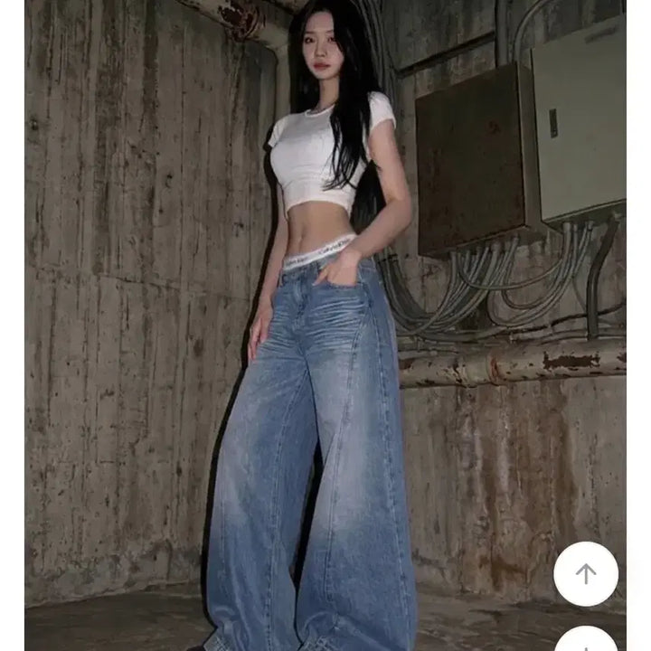[BUNJANG] Low Rise Wide Denim Pants / 로우라이즈 와이드 데님 팬츠