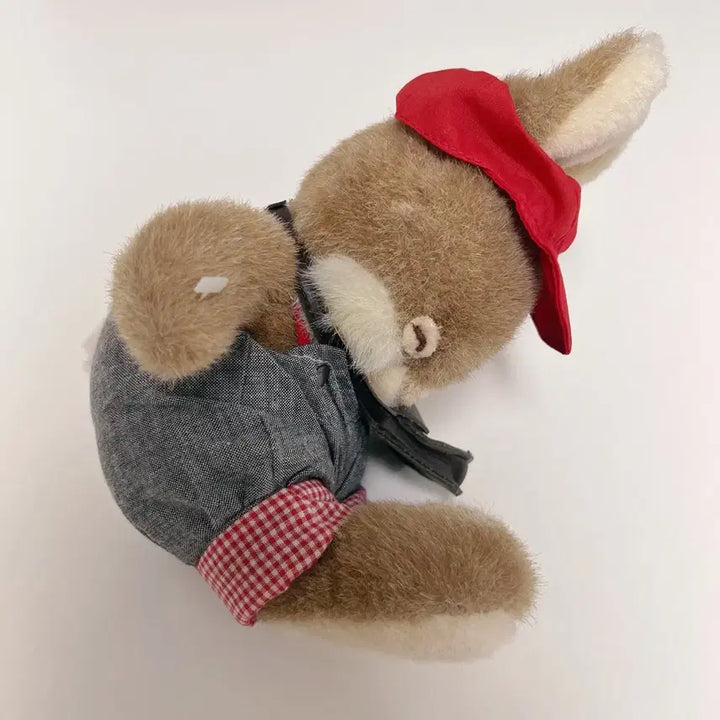[BUNJANG] Vintage Sleeping Rabbit Plush Doll with Red Hat and Bag / 빈티지 잠자는 토끼 인형