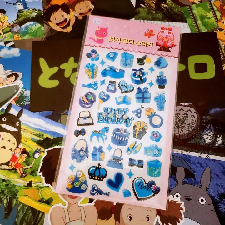 [BUNJANG] Retro Gem Fashion Sticker Set (4 Types, Bundle) / 고전문구) 레트로 보석 코디 스티커 4종 세트 일괄